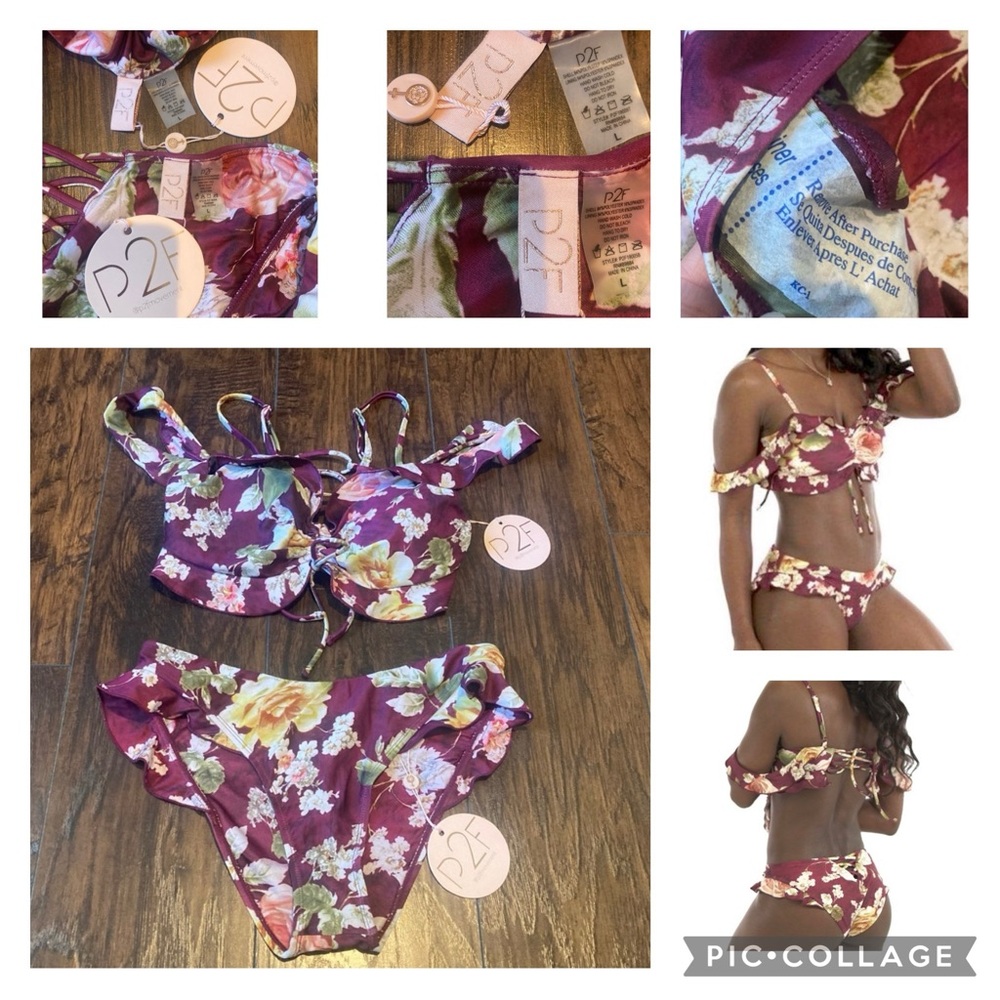 New with tags P2F (Power 2 the Flower) bikini size Large.